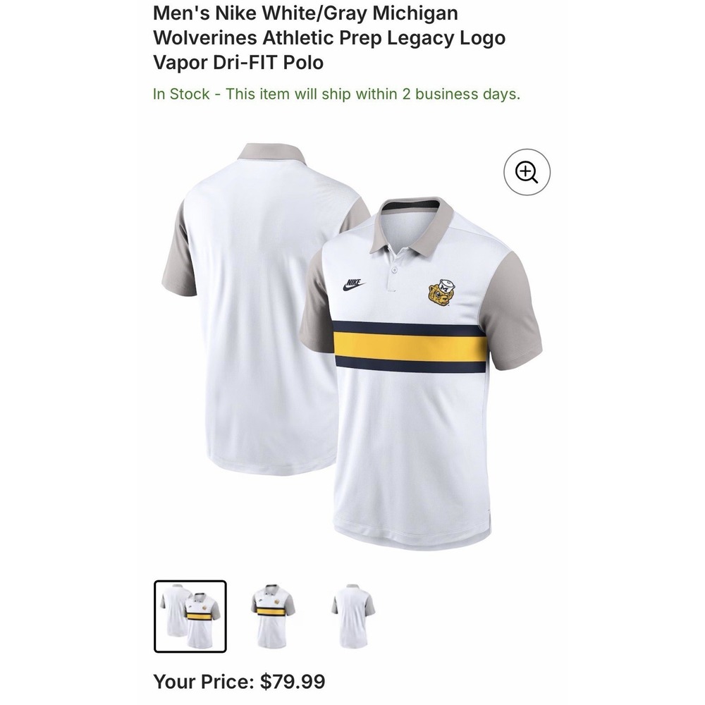 Michigan Wolverines Men's Medium Nike Legacy Logo Vapor Dri-FIT Polo Shirt - New - Picture 3 of 10